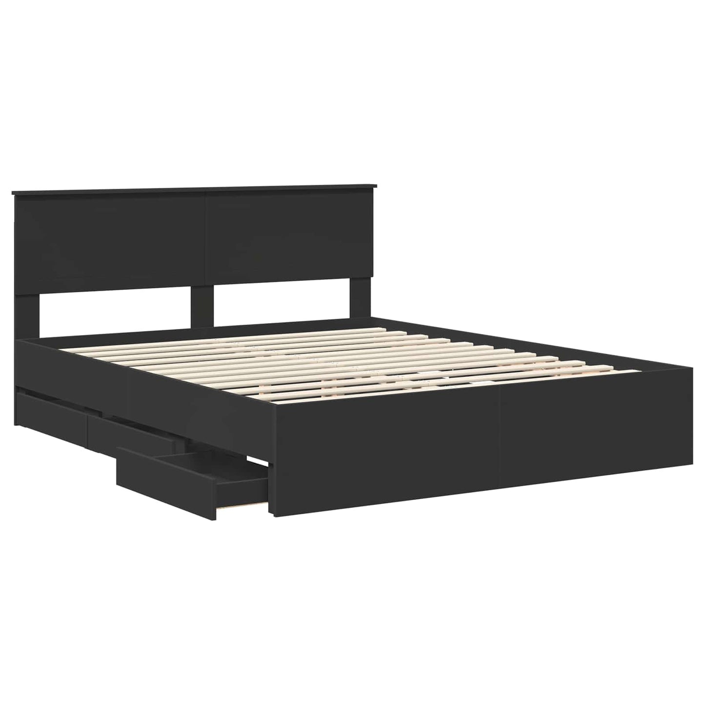 vidaXL Bed Frame with Drawer Black 160 x 200 cm Engineer Wood 5