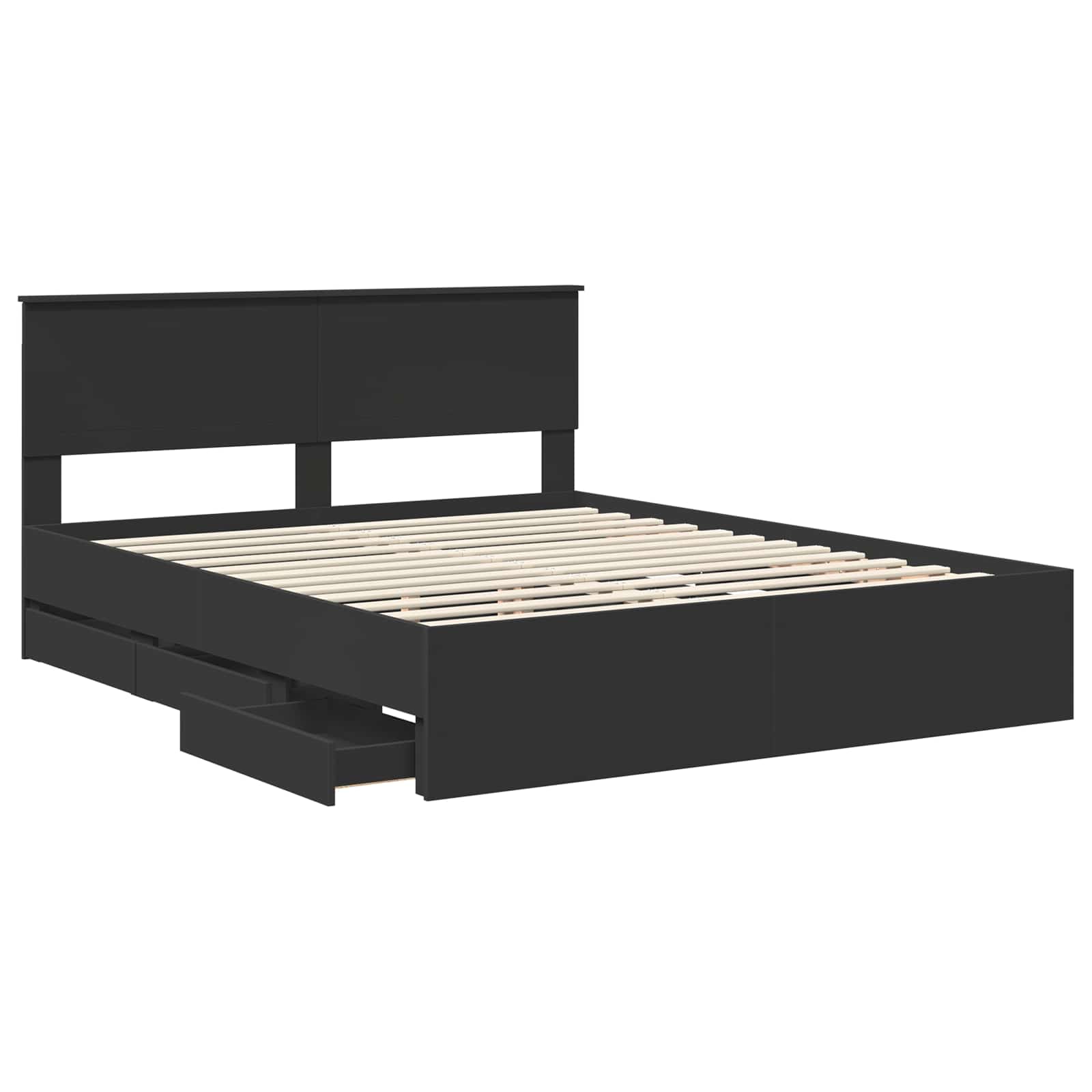 vidaXL Bed Frame with Drawer Black 160 x 200 cm Engineer Wood 5