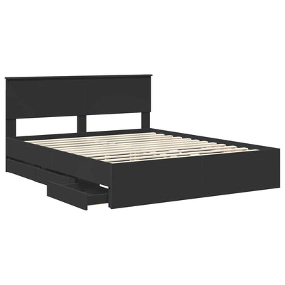 vidaXL Bed Frame with Drawer Black 160 x 200 cm Engineer Wood 5