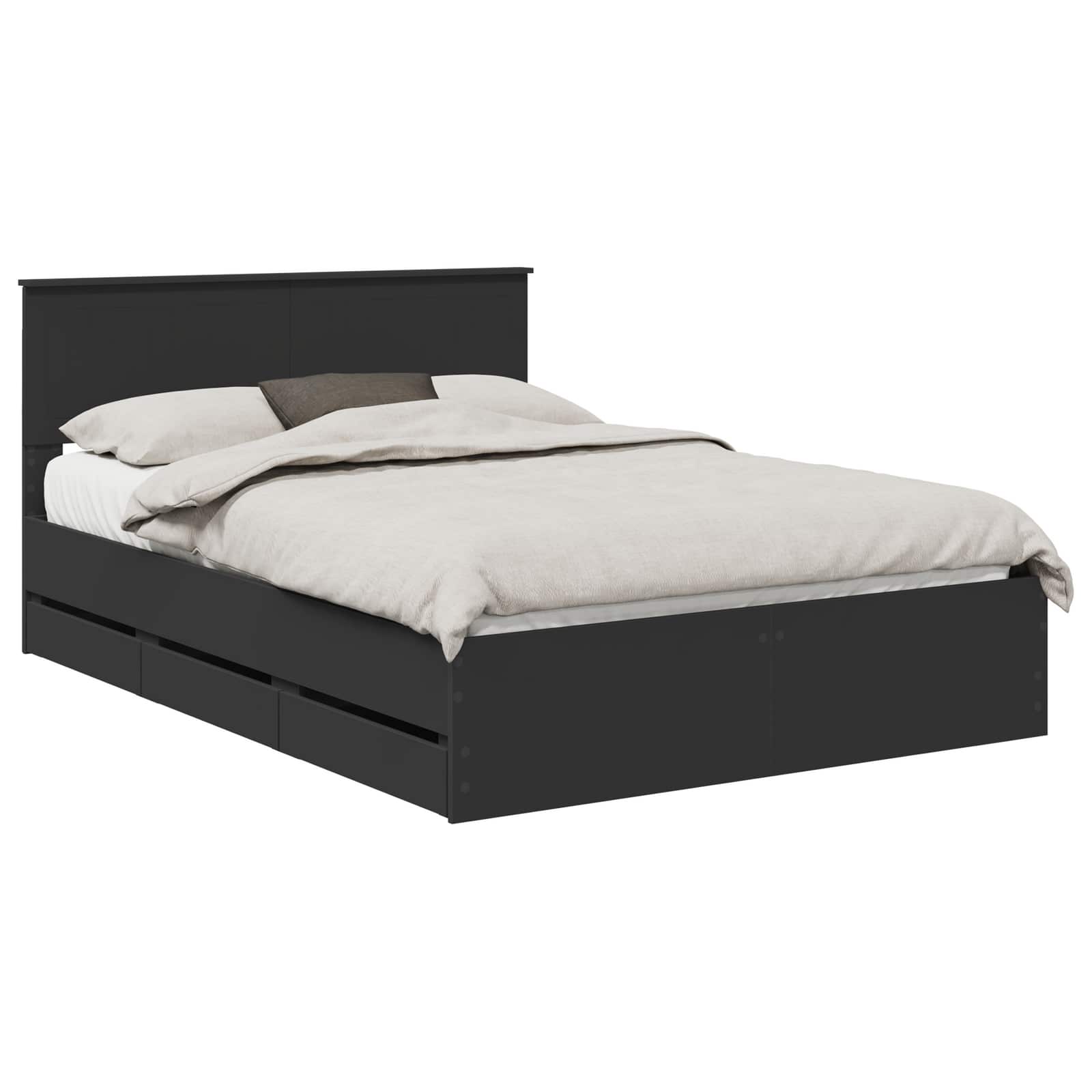 vidaXL Bed Frame with Drawer Black 140 x 200 cm Engineer Wood 2