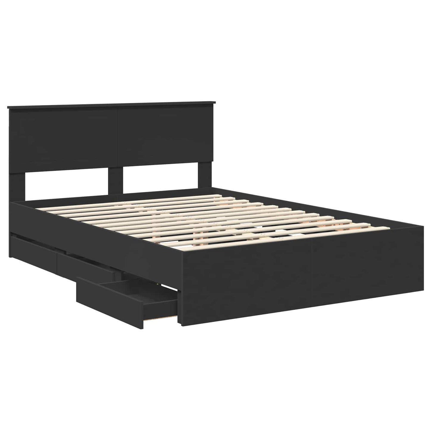 vidaXL Bed Frame with Drawer Black 140 x 200 cm Engineer Wood 5