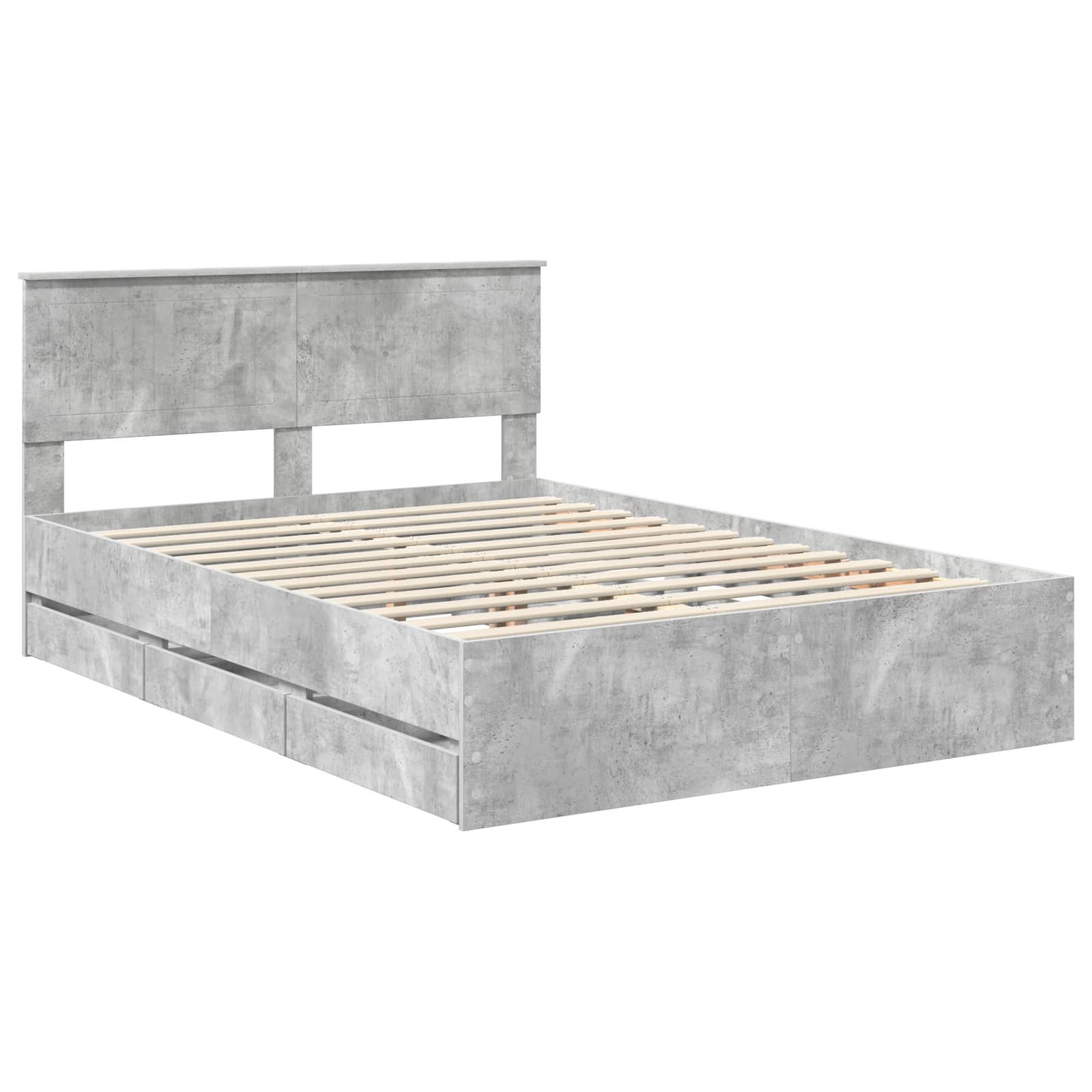 vidaXL Bed Frame with Drawer Concrete Grey 140 x 200 cm Engineer Wood 4