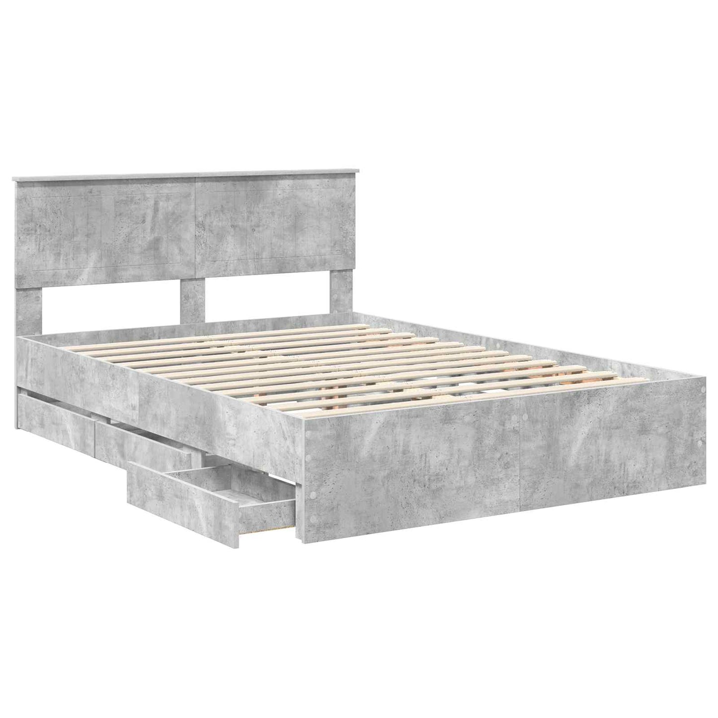 vidaXL Bed Frame with Drawer Concrete Grey 140 x 200 cm Engineer Wood 5