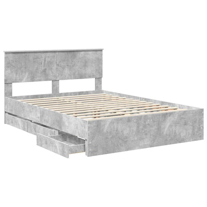 vidaXL Bed Frame with Drawer Concrete Grey 140 x 200 cm Engineer Wood 5