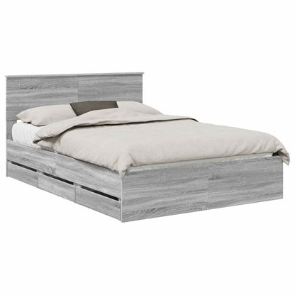 vidaXL Bed Frame with Drawer Grey Sonoma 140 x 200 cm Engineer Wood 2
