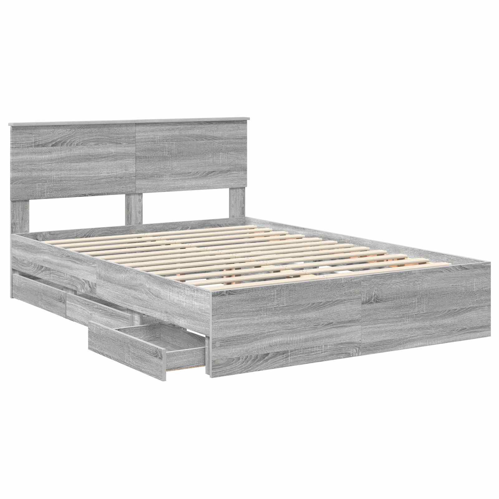 vidaXL Bed Frame with Drawer Grey Sonoma 140 x 200 cm Engineer Wood 5