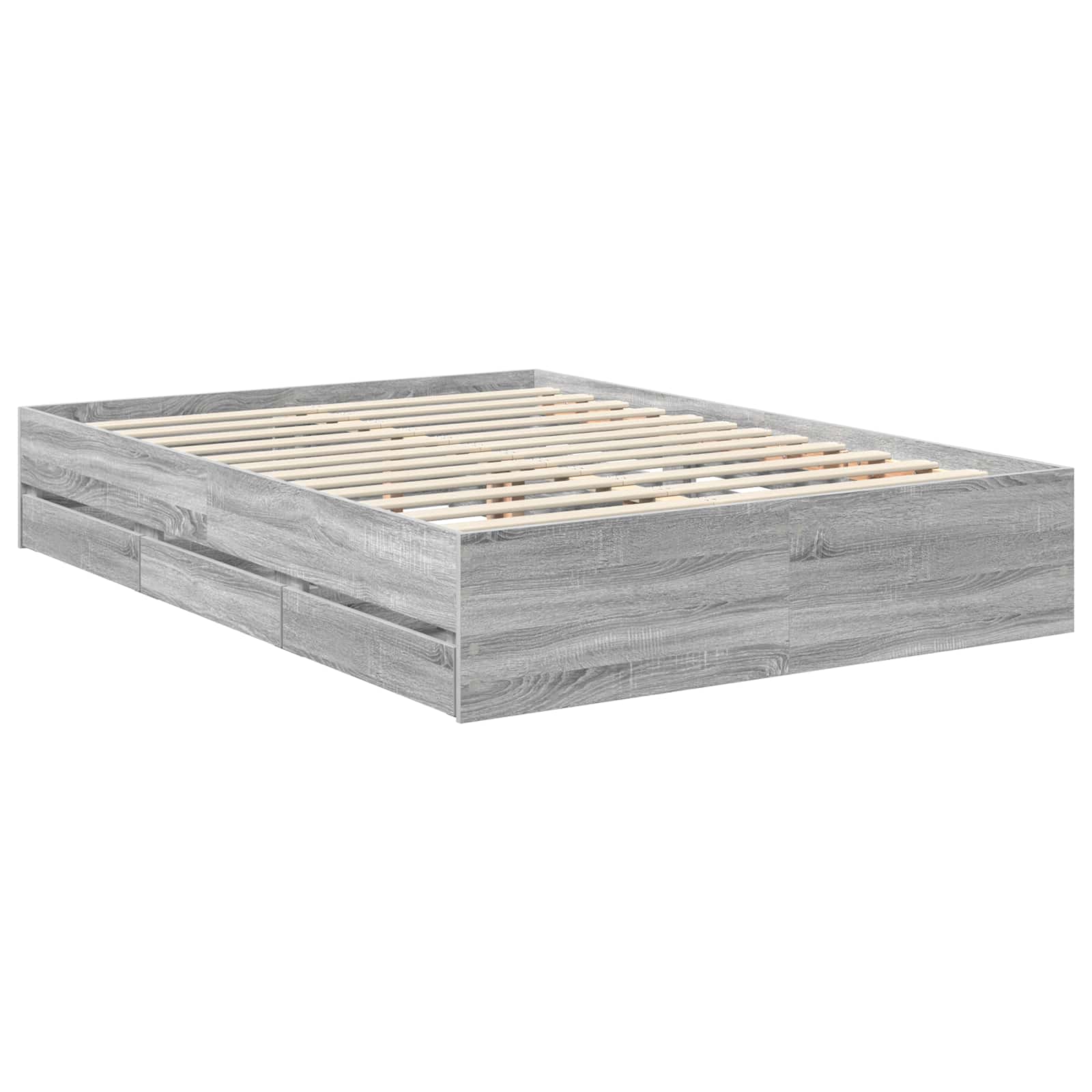 vidaXL Bed Frame with Drawer Grey Sonoma 140 x 200 cm Engineer Wood 6