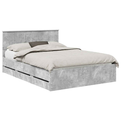 vidaXL Bed Frame with Drawer Concrete Grey 135 x 190 cm Engineer Wood 2