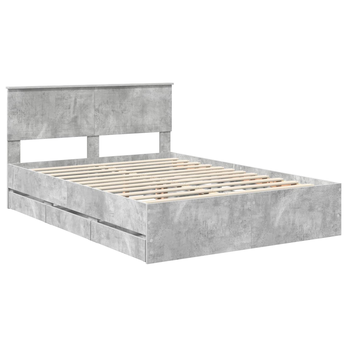 vidaXL Bed Frame with Drawer Concrete Grey 135 x 190 cm Engineer Wood 4