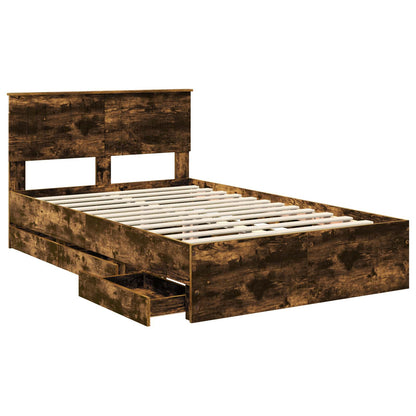 vidaXL Bed Frame with Drawer Smoked Oak 120 x 200 cm Engineer Wood 5