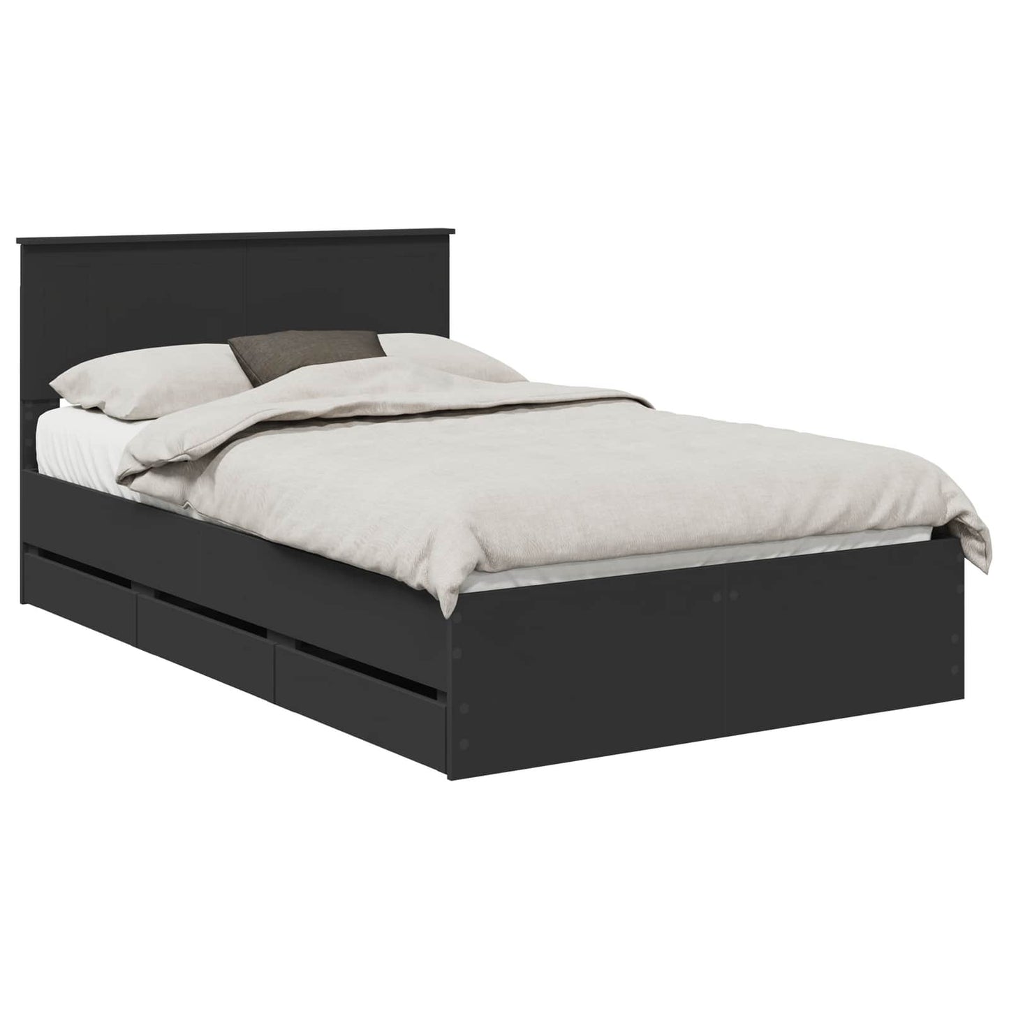 vidaXL Bed Frame with Drawer Black 120 x 190 cm Engineer Wood 2