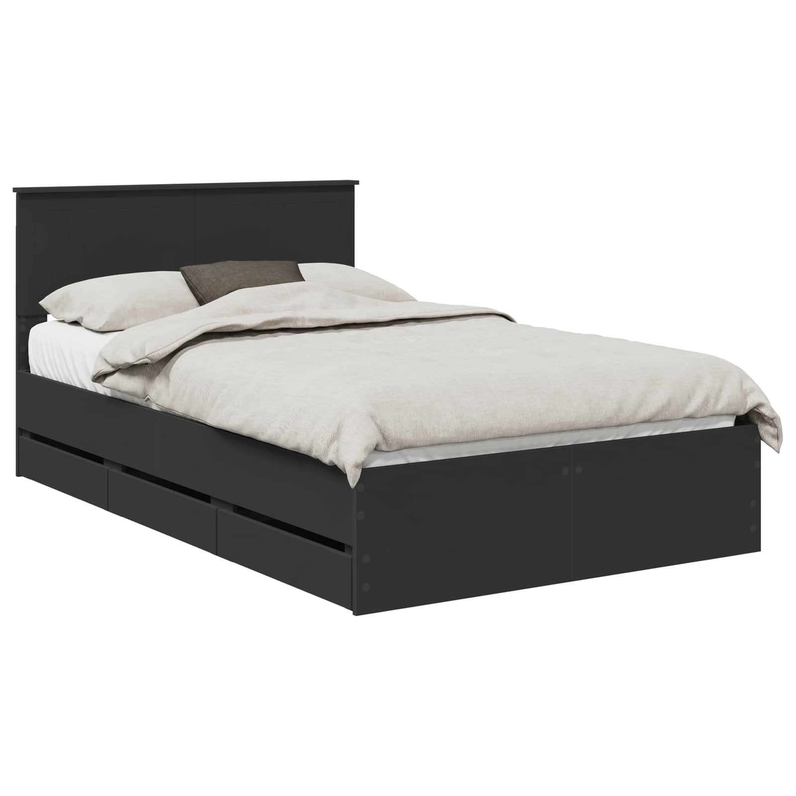 vidaXL Bed Frame with Drawer Black 120 x 190 cm Engineer Wood 2