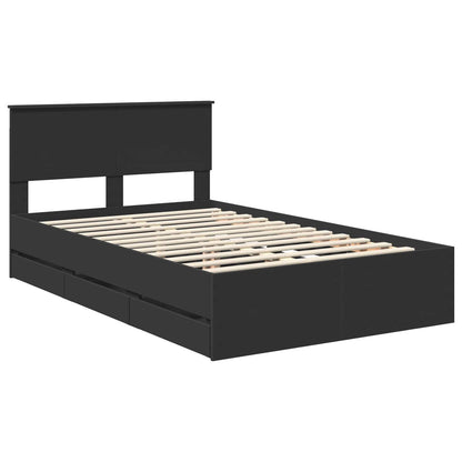 vidaXL Bed Frame with Drawer Black 120 x 190 cm Engineer Wood 4