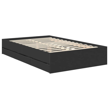 vidaXL Bed Frame with Drawer Black 120 x 190 cm Engineer Wood 6