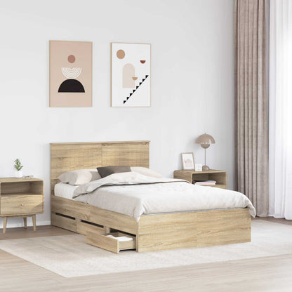 vidaXL Bed Frame with Drawer Sonoma Oak 120 x 190 cm Engineer Wood 3
