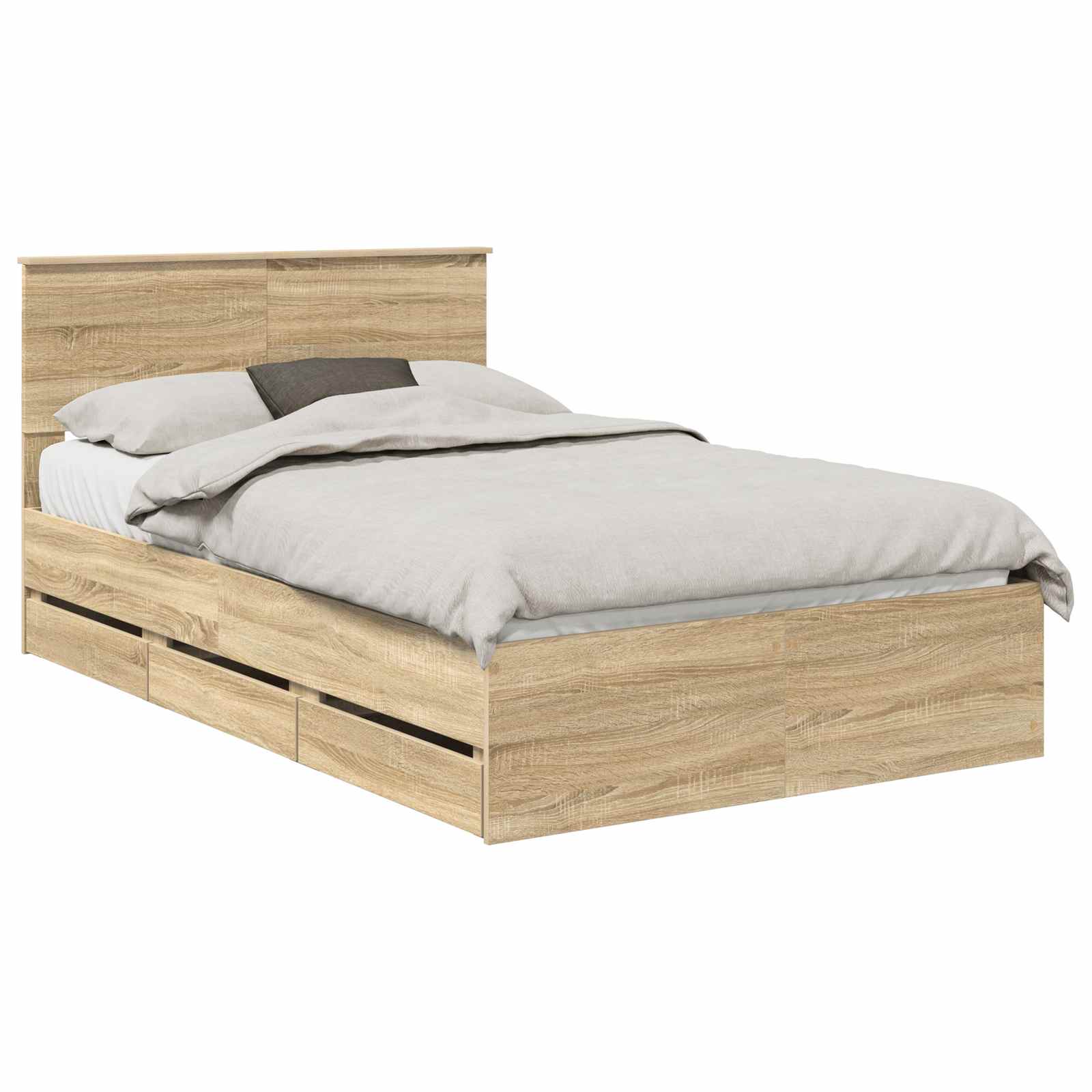 vidaXL Bed Frame with Drawer Sonoma Oak 120 x 190 cm Engineer Wood 2