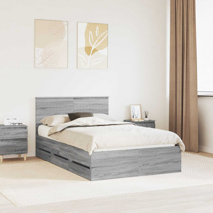 vidaXL Bed Frame with Drawer Grey Sonoma 120 x 190 cm Engineer Wood 1