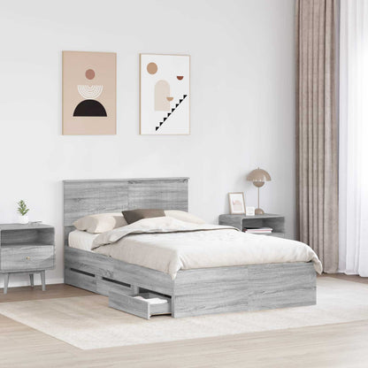 vidaXL Bed Frame with Drawer Grey Sonoma 120 x 190 cm Engineer Wood 3