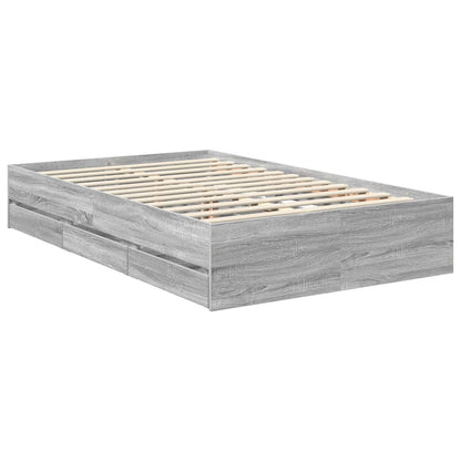 vidaXL Bed Frame with Drawer Grey Sonoma 120 x 190 cm Engineer Wood 6