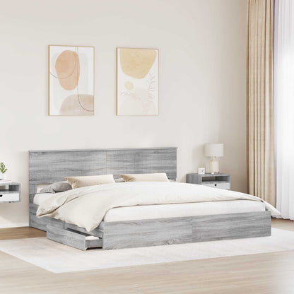 vidaXL Storage Bed Adjustable Grey Sonoma 200 x 200 cm Engineered Wood 3
