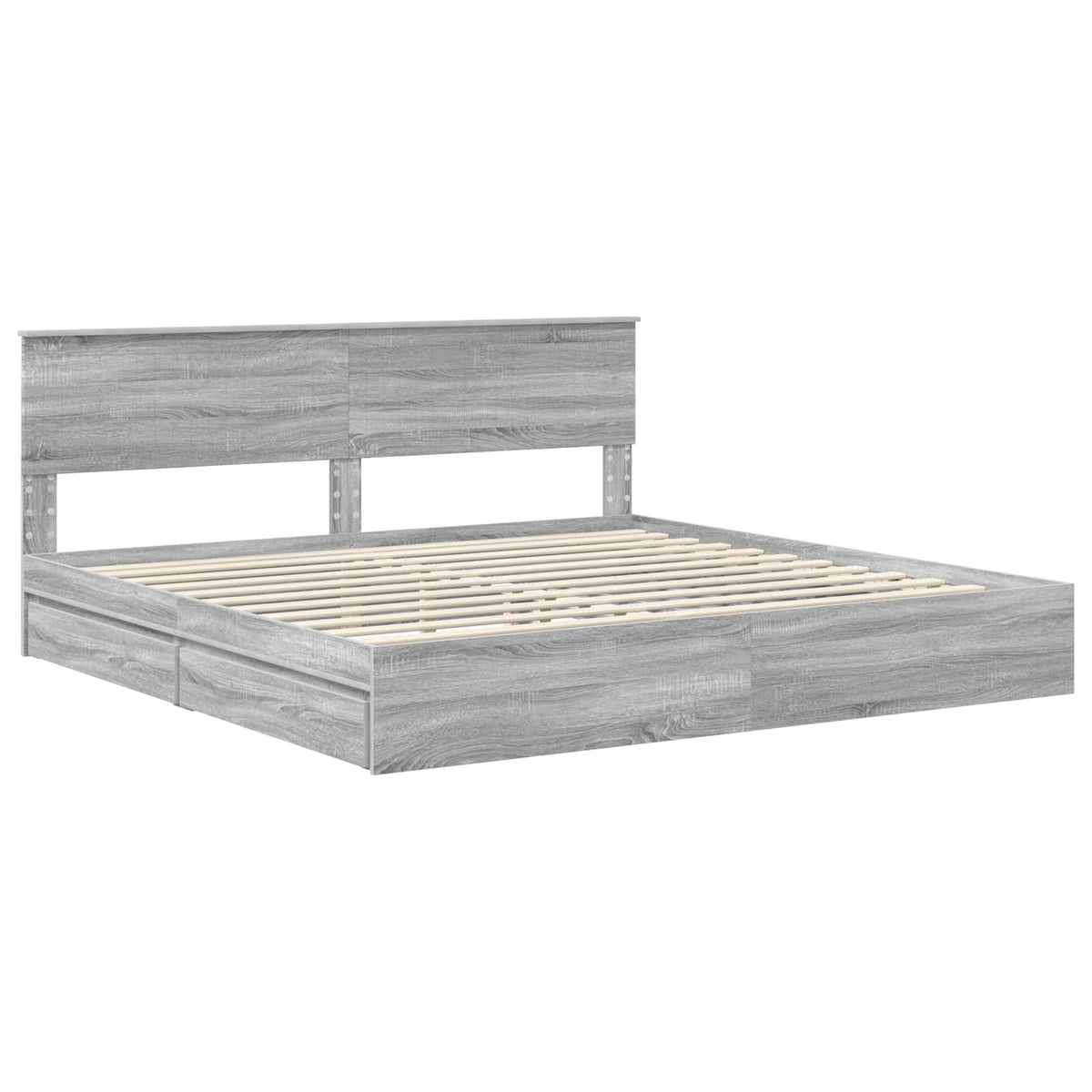 vidaXL Storage Bed Adjustable Grey Sonoma 200 x 200 cm Engineered Wood 4