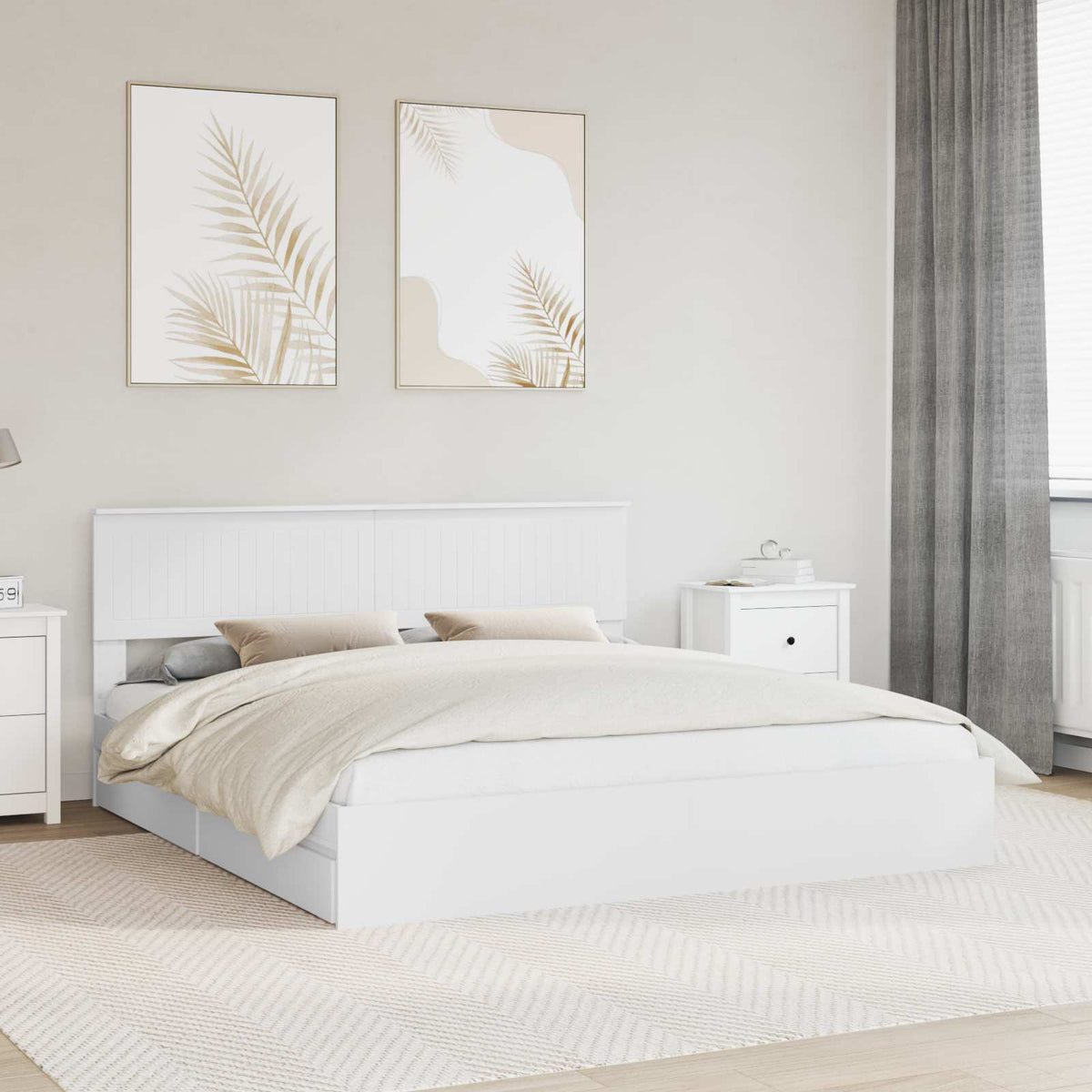 vidaXL Storage Bed with Drawer White 180 x 200 cm Engineered Wood 1