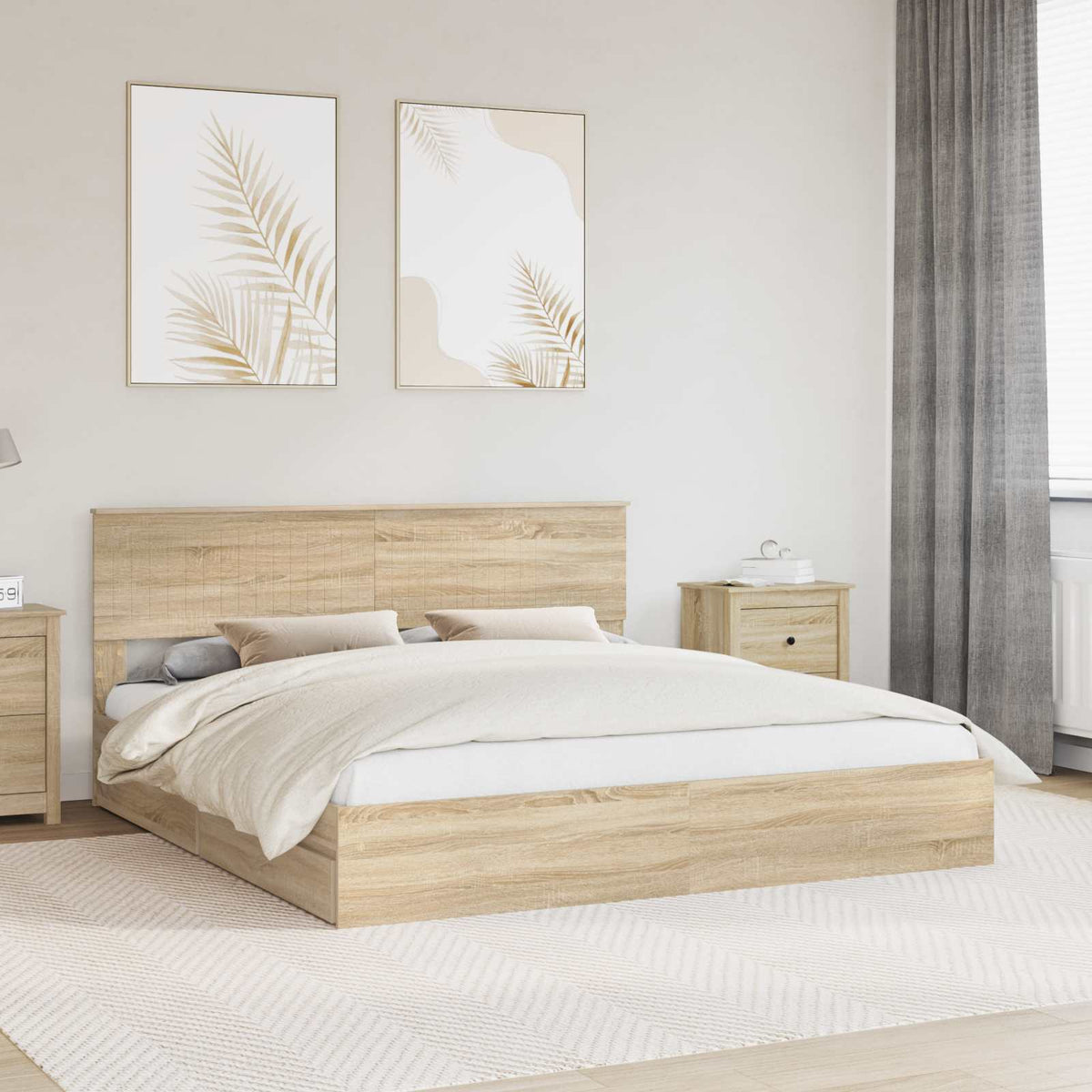 Storage Bed with Drawer Engineered Wood Length 200 cm Sonoma oak 180 cm