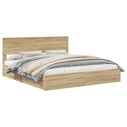 Storage Bed with Drawer Engineered Wood Length 200 cm Sonoma oak 180 cm