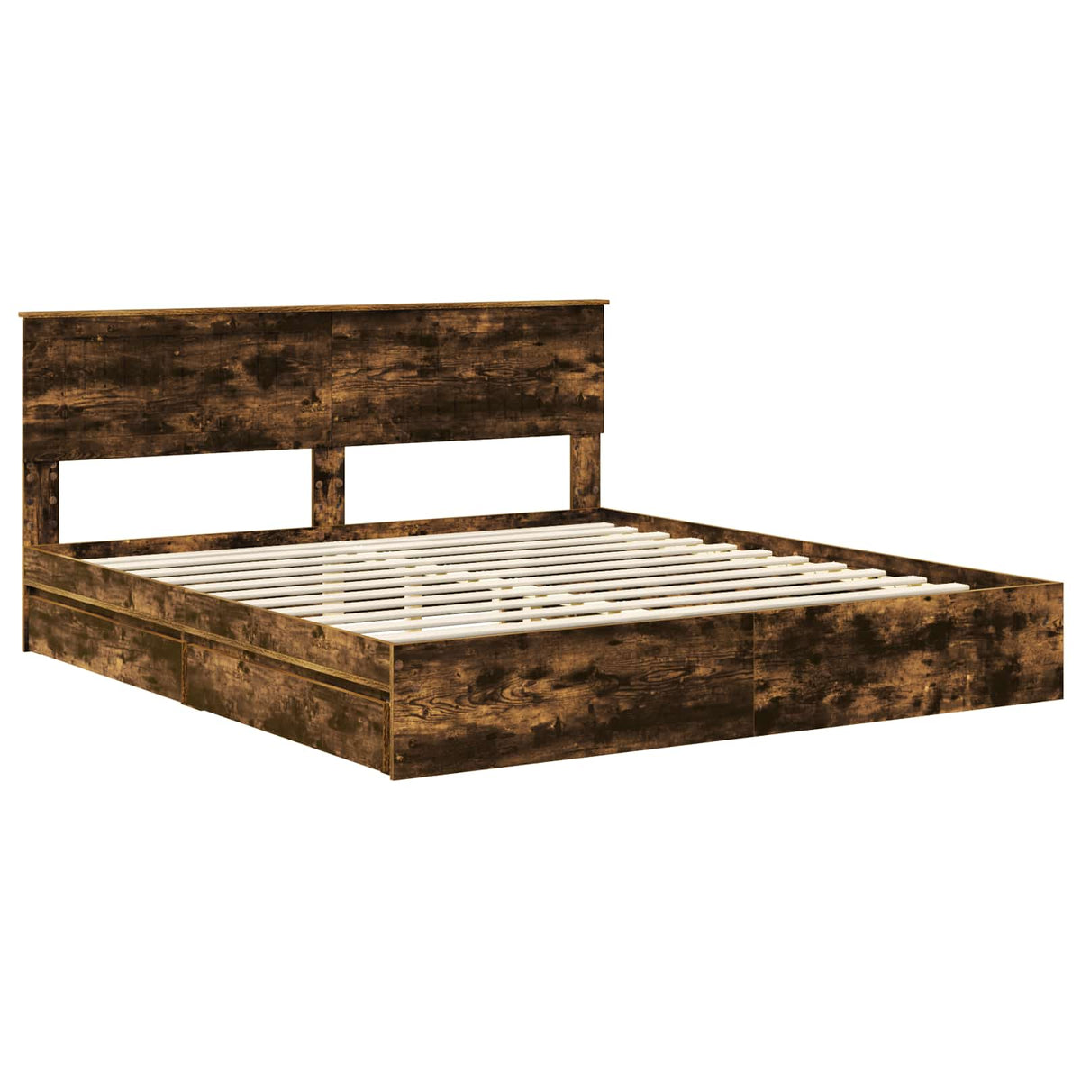 vidaXL Storage Bed with Drawer Smoked Oak 180 x 200 cm Engineered Wood 4