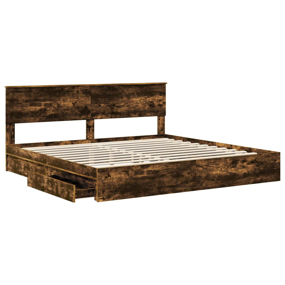vidaXL Storage Bed with Drawer Smoked Oak 180 x 200 cm Engineered Wood 5