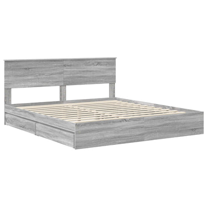 vidaXL Storage Bed Adjustable Grey Sonoma 180 x 200 cm Engineered Wood 4