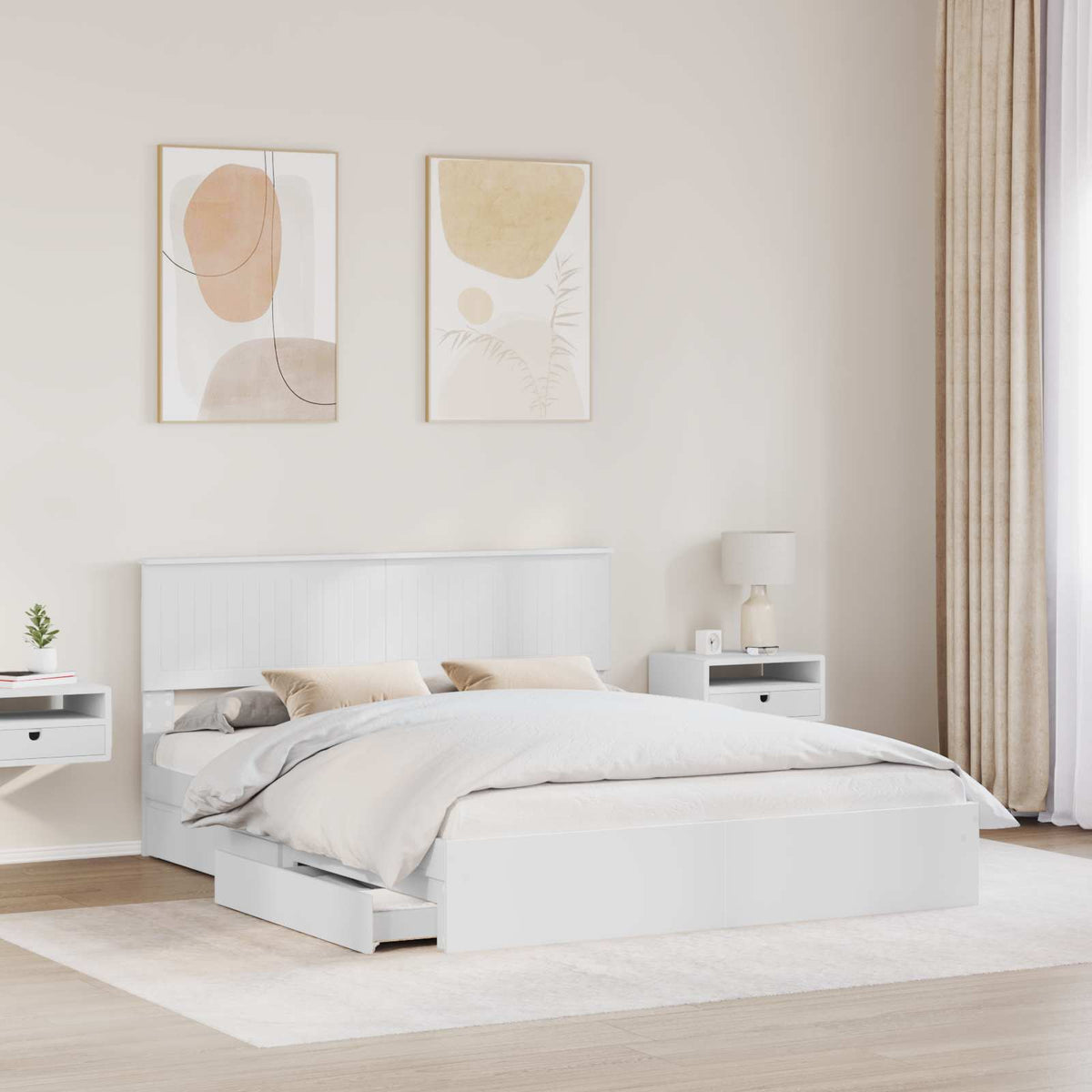Storage Bed with Drawer Engineered Wood Length 200 cm White 160 cm