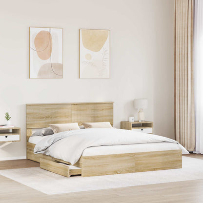 vidaXL Storage Bed with Drawer Sonoma Oak 160 x 200 cm Engineered Wood 3