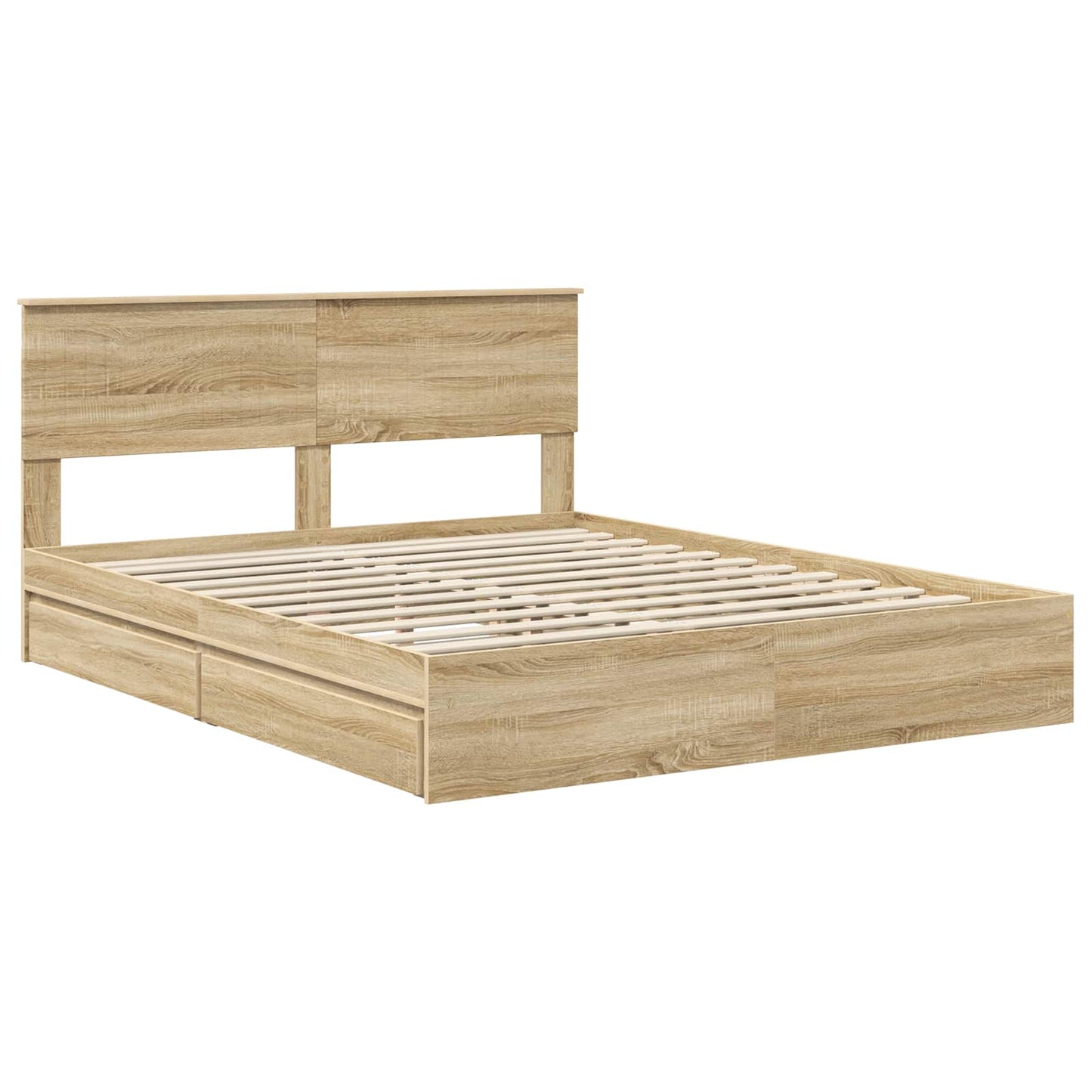 vidaXL Storage Bed with Drawer Sonoma Oak 160 x 200 cm Engineered Wood 4