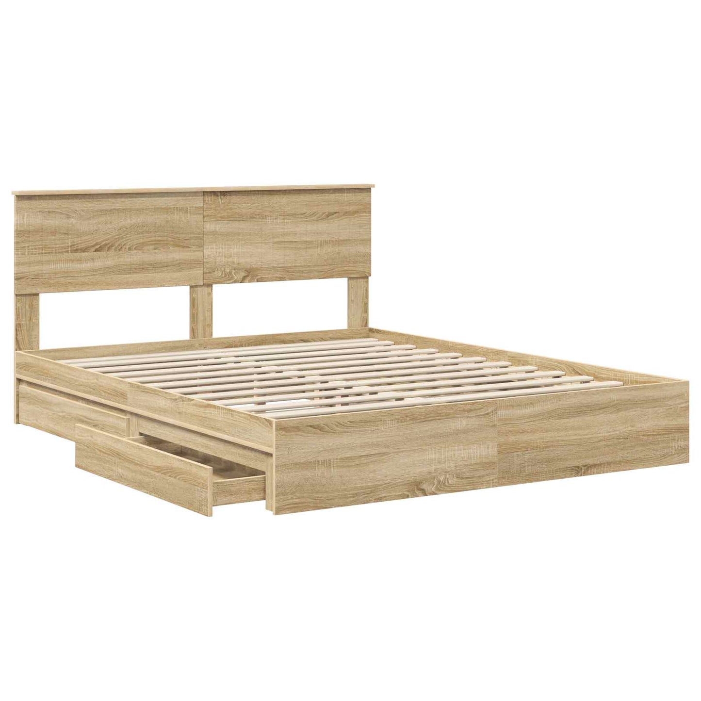 vidaXL Storage Bed with Drawer Sonoma Oak 160 x 200 cm Engineered Wood 5