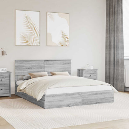 vidaXL Storage Bed Adjustable Grey Sonoma 160 x 200 cm Engineered Wood 1