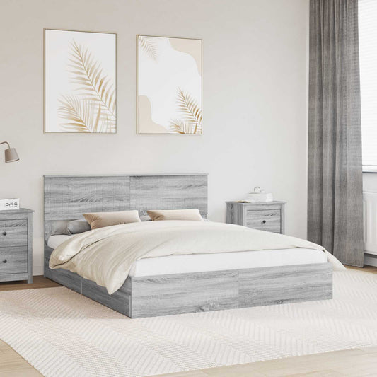 vidaXL Storage Bed Adjustable Grey Sonoma 160 x 200 cm Engineered Wood 1