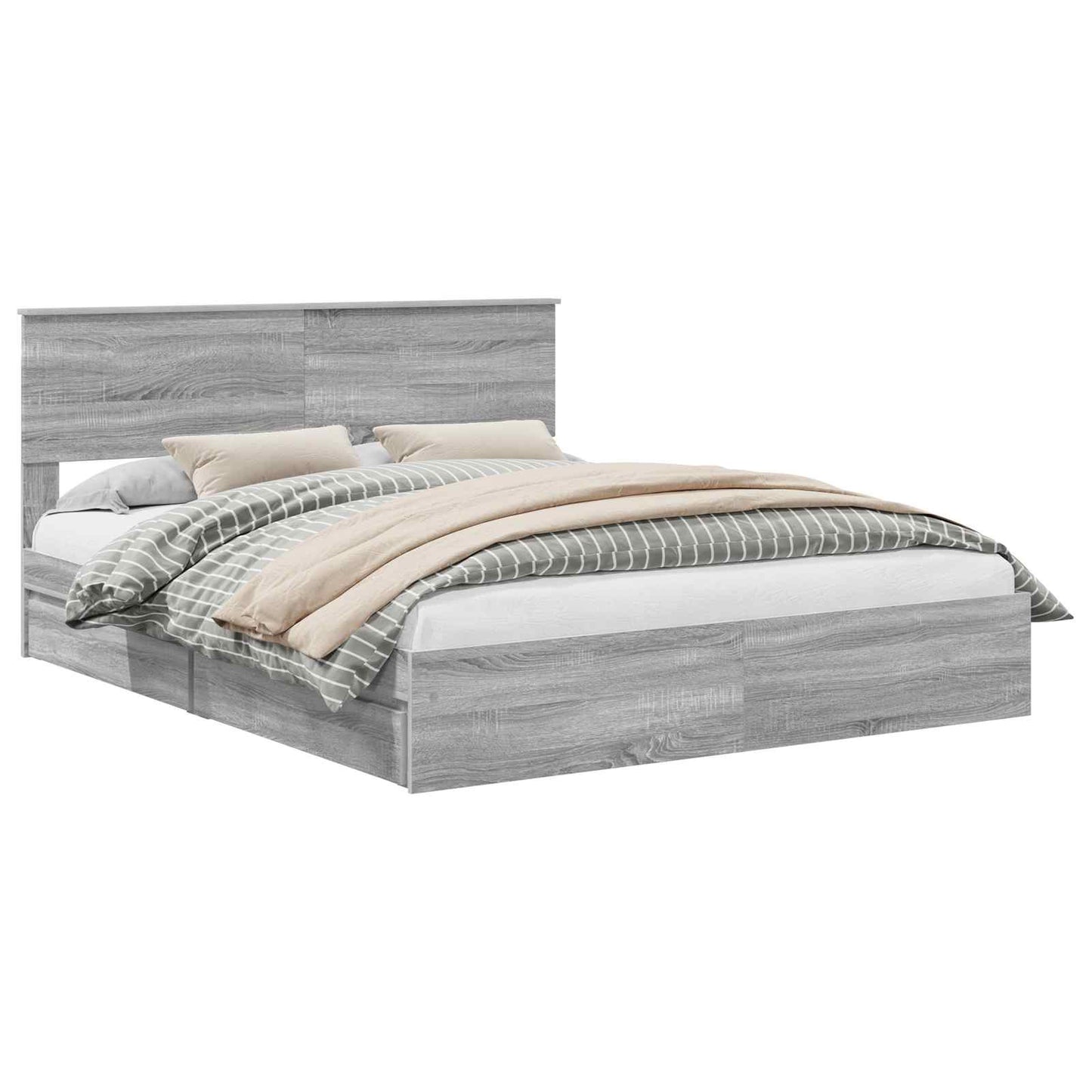 vidaXL Storage Bed Adjustable Grey Sonoma 160 x 200 cm Engineered Wood 2