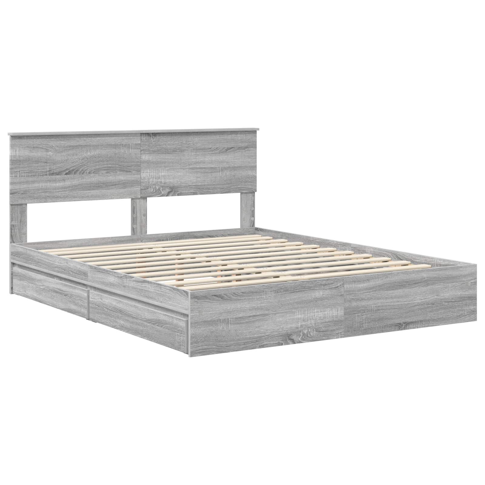 vidaXL Storage Bed Adjustable Grey Sonoma 160 x 200 cm Engineered Wood 4