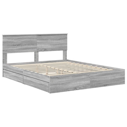 vidaXL Storage Bed Adjustable Grey Sonoma 160 x 200 cm Engineered Wood 4