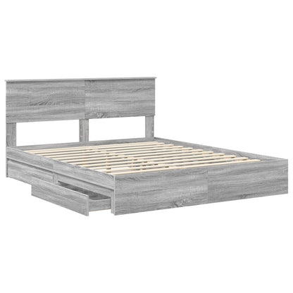 vidaXL Storage Bed Adjustable Grey Sonoma 160 x 200 cm Engineered Wood 5