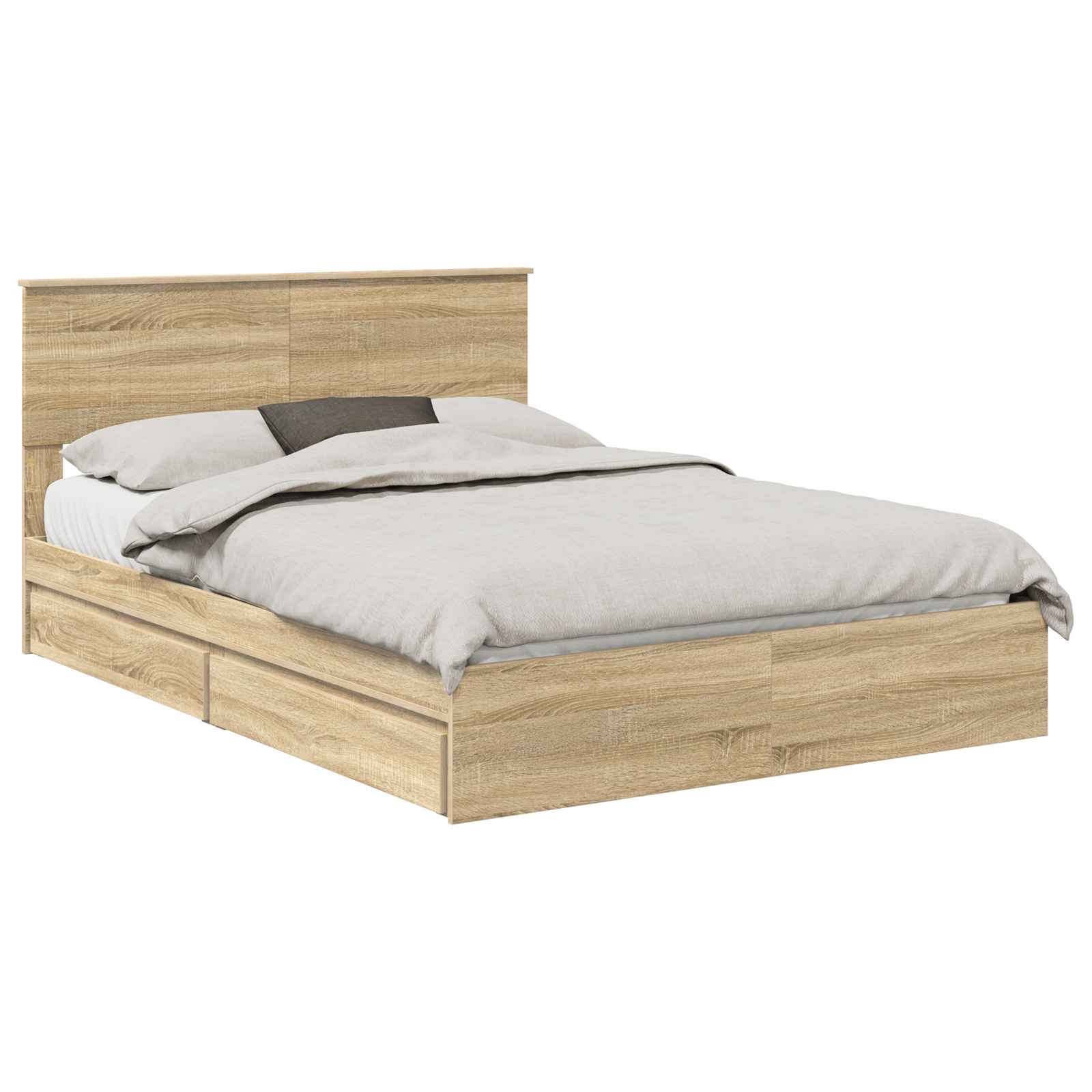 vidaXL Storage Bed with Drawer Sonoma Oak 140 x 200 cm Engineered Wood 2