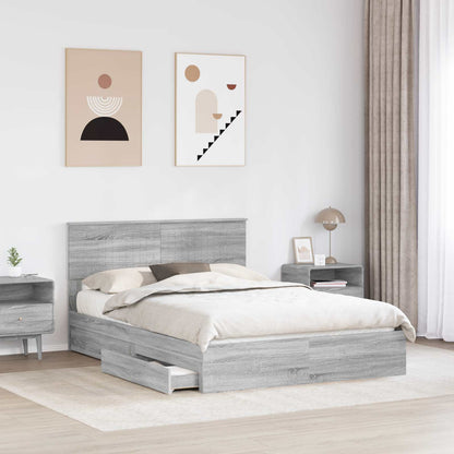 vidaXL Storage Bed Adjustable Grey Sonoma 140 x 200 cm Engineered Wood 3