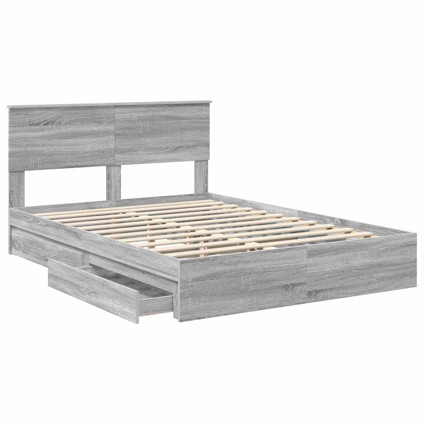 vidaXL Storage Bed Adjustable Grey Sonoma 140 x 200 cm Engineered Wood 5