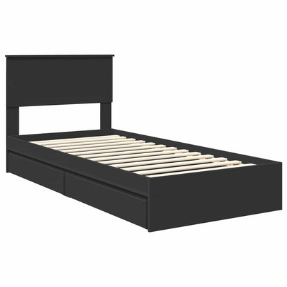 vidaXL Storage Bed with Drawer Black 90 x 190 cm Engineered Wood 4