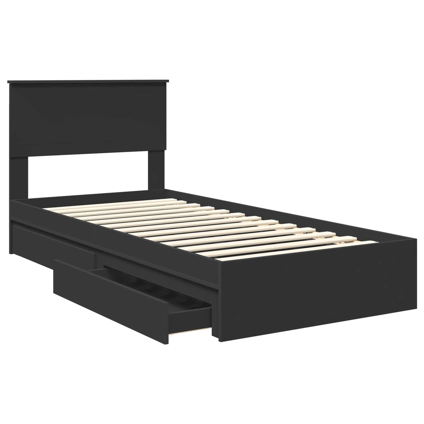 vidaXL Storage Bed with Drawer Black 90 x 190 cm Engineered Wood 5