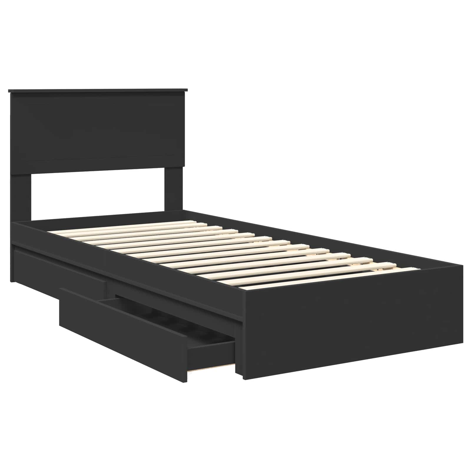 vidaXL Storage Bed with Drawer Black 90 x 190 cm Engineered Wood 5