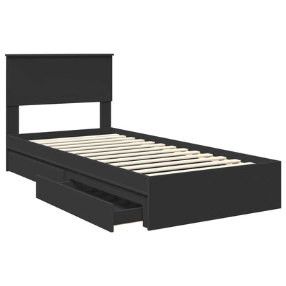 vidaXL Storage Bed with Drawer Black 90 x 190 cm Engineered Wood 5