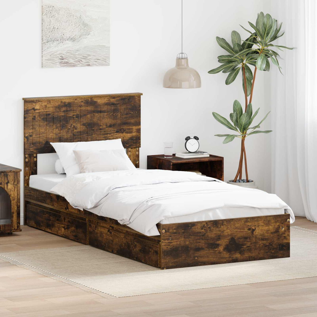 vidaXL Storage Bed with Drawer Engineered Wood Length 190 cm