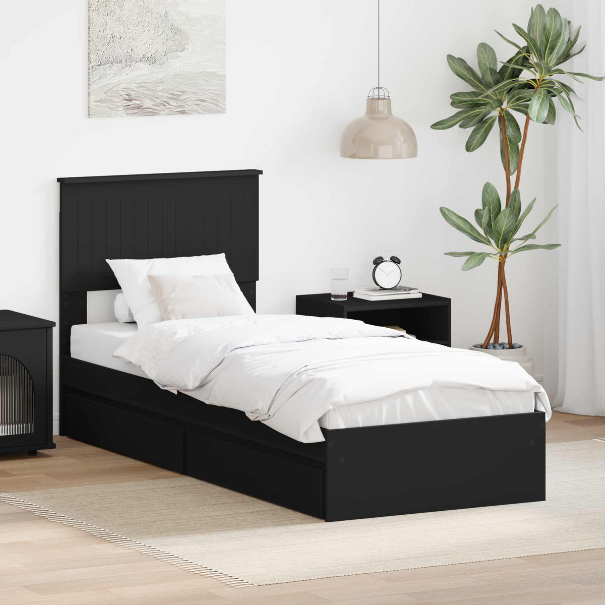 vidaXL Storage Bed with Drawer Engineered Wood Length 190 cm